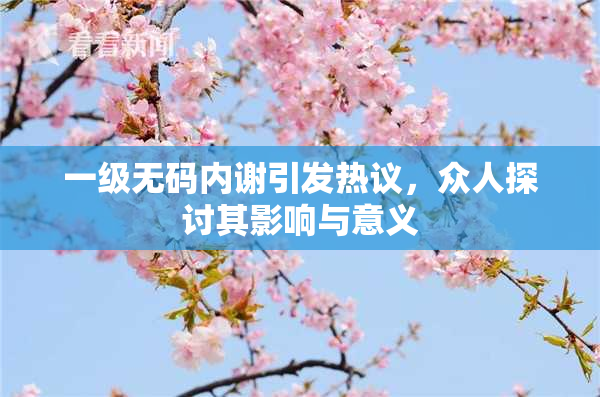 一级无码内谢引发热议，众人探讨其影响与意义