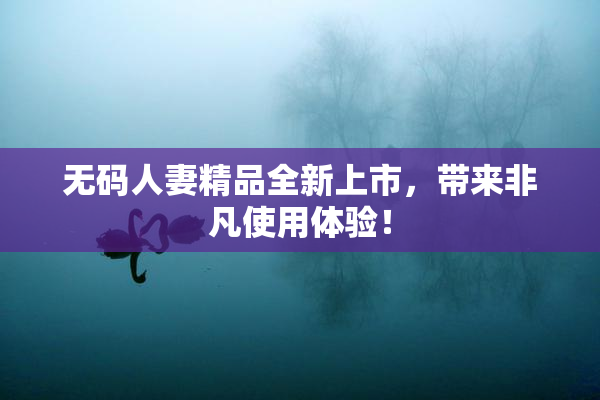 无码人妻精品全新上市，带来非凡使用体验！