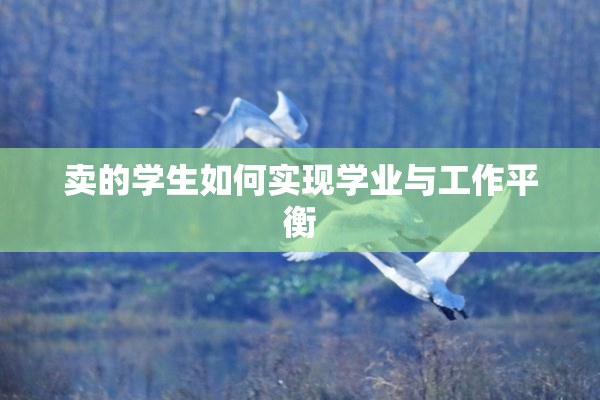 卖的学生如何实现学业与工作平衡
