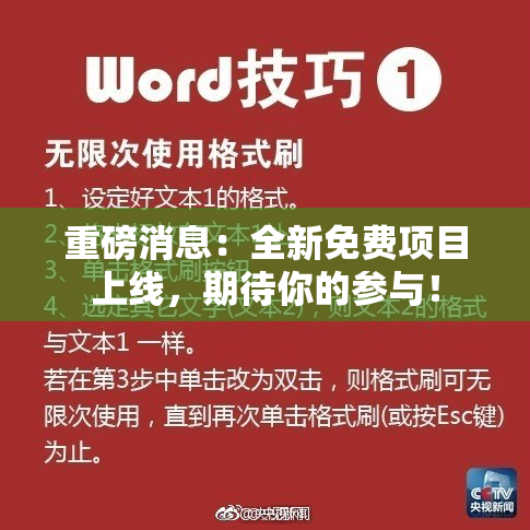 重磅消息：全新免费项目上线，期待你的参与！