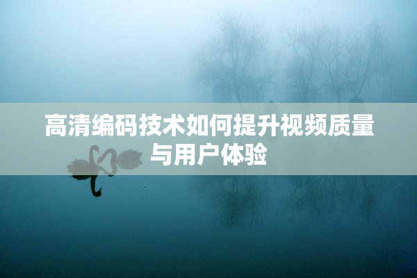 高清编码技术如何提升视频质量与用户体验