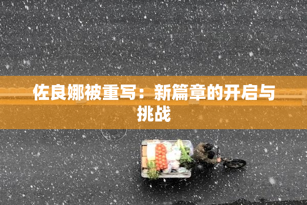 佐良娜被重写：新篇章的开启与挑战