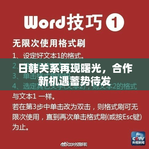 日韩关系再现曙光，合作新机遇蓄势待发