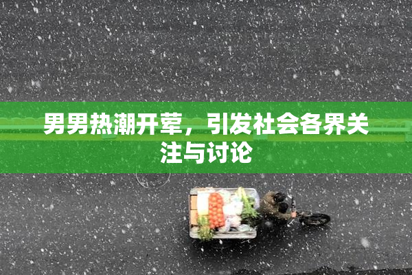 男男热潮开荤，引发社会各界关注与讨论