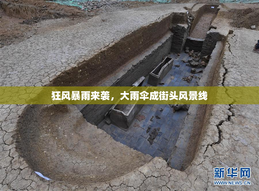 狂风暴雨来袭，大雨伞成街头风景线