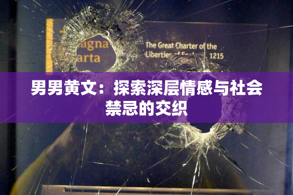 男男黄文：探索深层情感与社会禁忌的交织
