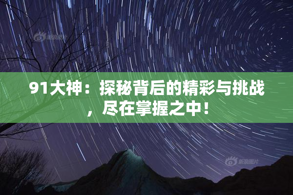 91大神：探秘背后的精彩与挑战，尽在掌握之中！