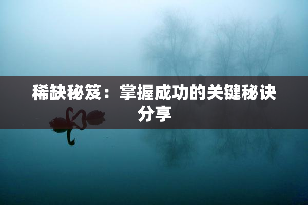 稀缺秘笈：掌握成功的关键秘诀分享