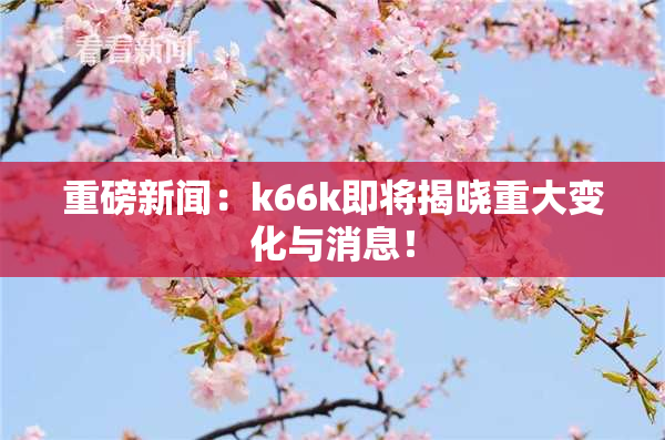 重磅新闻：k66k即将揭晓重大变化与消息！