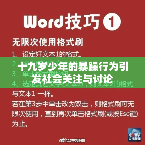 十九岁少年的暴躁行为引发社会关注与讨论
